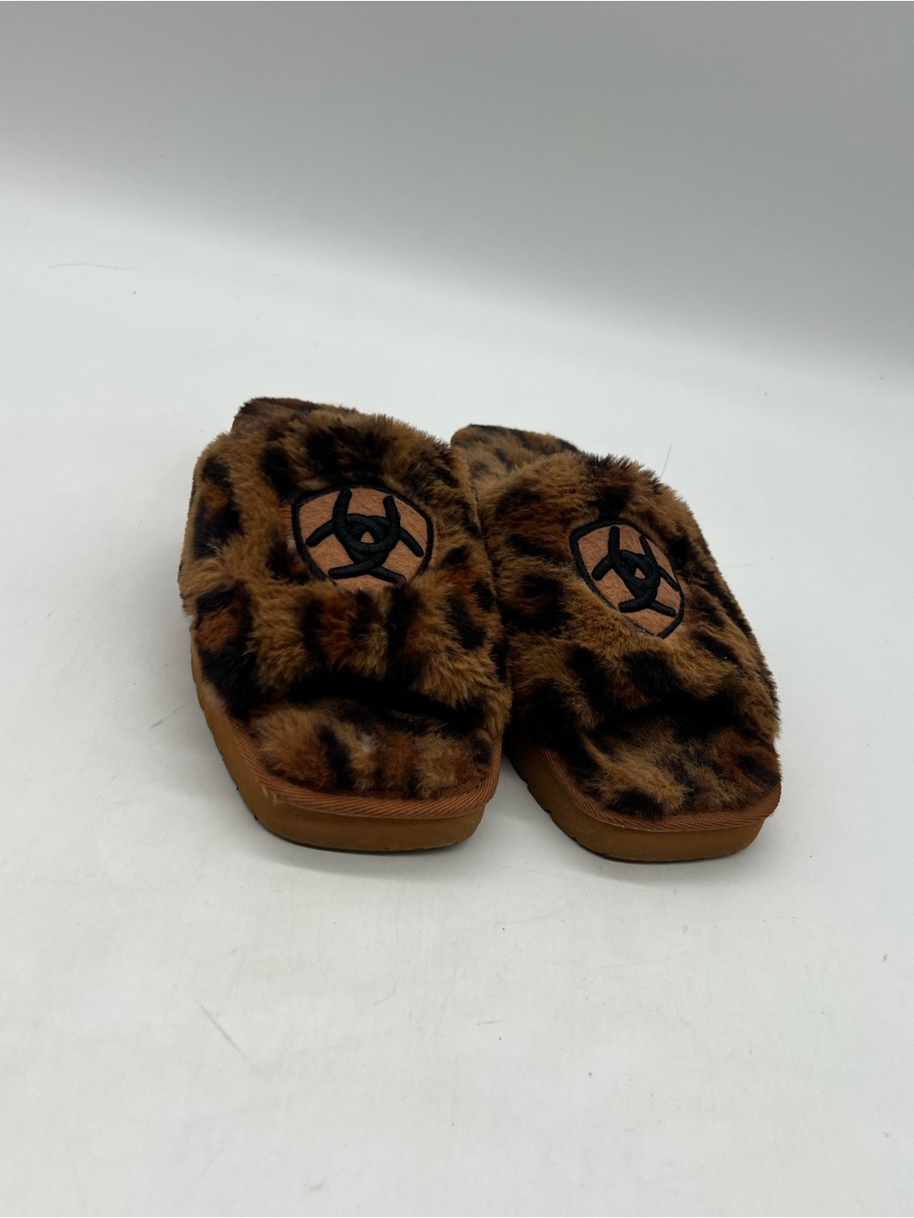 Ariat Ladies Cozy Fuzzy Women 8 Leopard Print Square Toe Slide Slippers Shoes